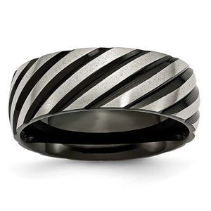 Titanium Brushed and Polished Black IP-plated 8mm Grooved Band